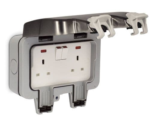 WEATHERPROOF OUTDOOR DOUBLE SOCKET SWITCHED 13A IP66 EL96P