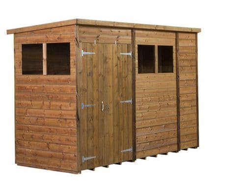 Empire Pent Shed Shiplap Tongue & Groove 10X4 Double Door With Windows
