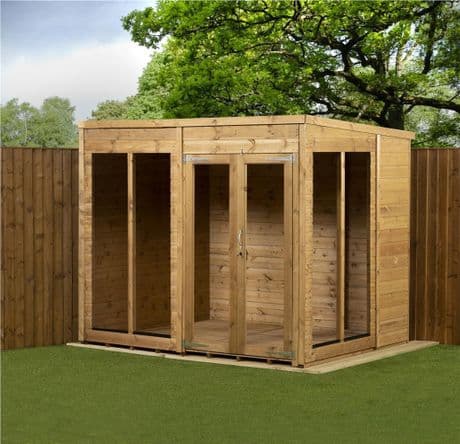 Empire Pent Summerhouse Shiplap Tongue & Groove 8X6 Double Door With Windows