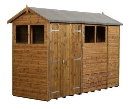 Modular Apex Shed Shiplap Tongue & Groove 4X10 Double Door With Windows