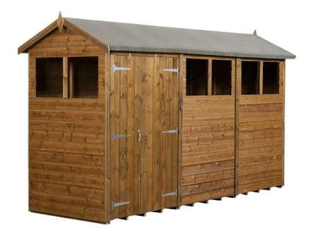 Modular Apex Shed Shiplap Tongue & Groove 4X12 Double Door With Windows