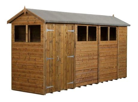Modular Apex Shed Shiplap Tongue & Groove 4X14 Double Door With Windows