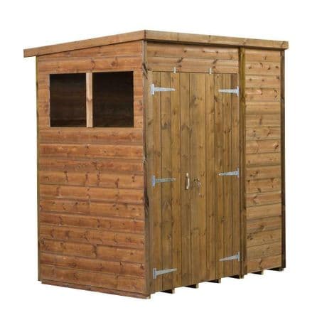 Modular Pent Shed Shiplap Tongue & Groove 6X4 Double Door With Windows