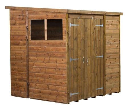 Modular Pent Shed Shiplap Tongue & Groove 6X6 Double Door With Windows