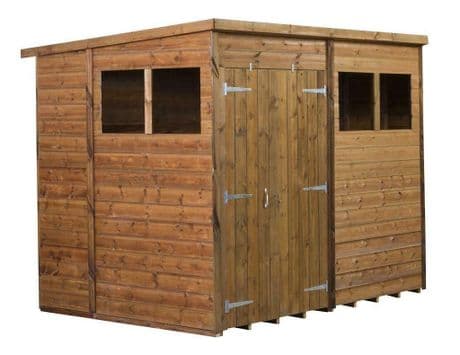 Modular Pent Shed Shiplap Tongue & Groove 8X6 Double Door With Windows