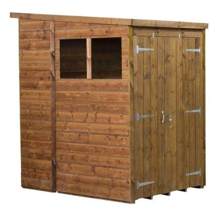 Modular Pent Shed ShiplapTongue & Groove 4X6 Double Door With Windows