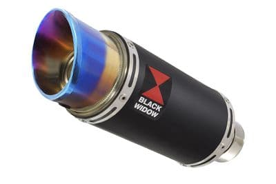 200mm Round Blue Tip Black Stainless Slip On Silencer