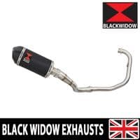 Akuma 125 2020-2023 De-Cat Exhaust System 200mm Oval Black Stainless Carbon Tip Silencer