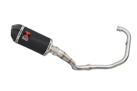 Akuma 125 2020-2023 De-Cat Exhaust System 200mm Oval Black Stainless Carbon Tip Silencer