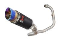 Akuma 125 2020-2023 De-Cat Exhaust System 200mm Round Blue Tip Black Stainless Silencer