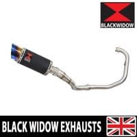 Akuma 125 2020-2023 De-Cat Exhaust System 200mm Round Blue Tip Black Stainless Silencer