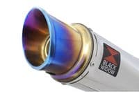 Akuma 125 2020-2023 De-Cat Exhaust System 200mm Round Blue Tip Stainless Silencer