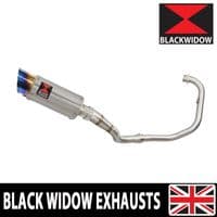 Akuma 125 2020-2023 De-Cat Exhaust System 200mm Round Blue Tip Stainless Silencer