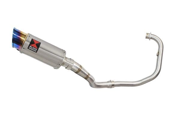 Akuma 125 2020-2023 De-Cat Exhaust System 200mm Round Blue Tip Stainless Silencer