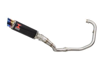 Akuma 125 2020-2023 De-Cat Exhaust System 230mm GP Round Blue Tip Black Stainless Silencer