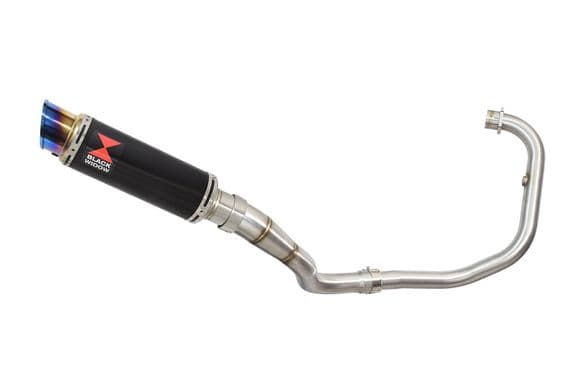 Akuma 125 2020-2023 De-Cat Exhaust System 230mm GP Round Blue Tip Black Stainless Silencer