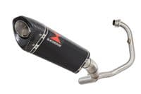 Akuma 125 2020-2023 De-Cat Exhaust System 300mm Tri Oval Black Stainless Carbon Tip Silencer
