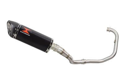 Akuma 125 2020-2023 De-Cat Exhaust System 300mm Tri Oval Black Stainless Carbon Tip Silencer