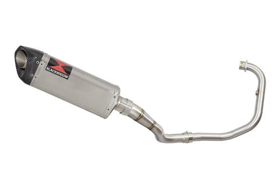 Akuma 125 2020-2023 De-Cat Exhaust System 300mm Tri Oval Stainless Carbon Tip Silencer