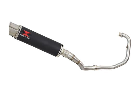 Akuma 125 2020-2023 De-Cat Exhaust System 360mm GP Round Black Stainless Silencer