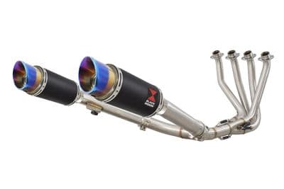CB 1100 X11 4-2 Exhaust System + 200mm Round Blue Tip Black Stainless Silencers