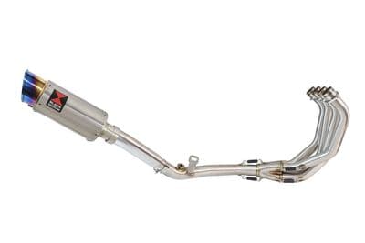 CB 600 F (PC41) Hornet 07-13 De Cat Exhaust System + 200mm Round Blue Tip Stainless Silencer