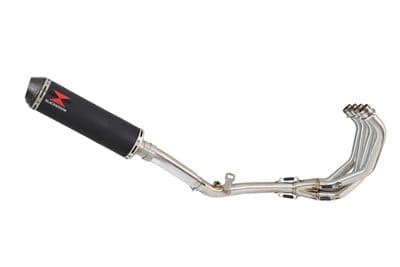 CB 600 F (PC41) Hornet 07-13 De Cat Exhaust System + 370mm Round Black Stainless Carbon Silencer