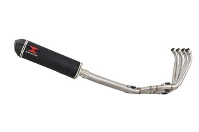 CB650F 2014-2020 High Level De-Cat Exhaust System 400mm Oval Black Stainless Carbon Tip Silencer