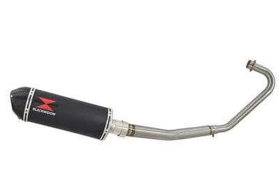CBF125 2008-2018 Exhaust System + 300mm Oval Black Stainless Carbon Tip Silencer