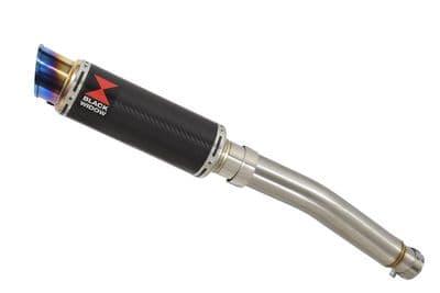 CBF600 (PC38) 04-07 Link Pipe and 230mm Round Carbon + Blue Tip  Silencer