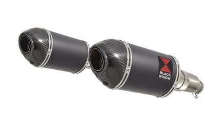 CBR1100XX Blackbird 4-2 Exhaust Link Pipes + 200mm Oval Black Stainless Carbon Tip Silencers