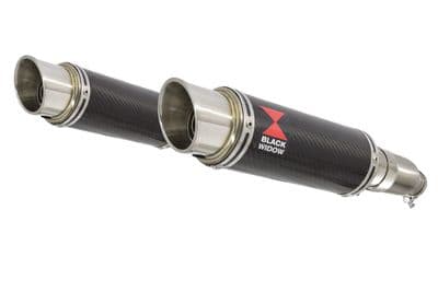 CBR1100XX Blackbird 4-2 Exhaust Link Pipes + 230mm GP Round Carbon Silencers
