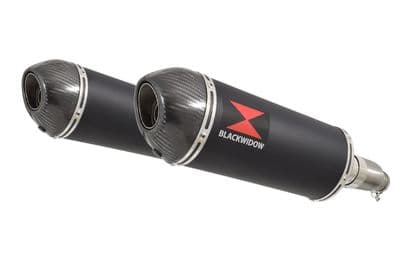 CBR1100XX Blackbird 4-2 Exhaust Link Pipes + 300mm Oval Black Stainless Carbon Tip Silencers