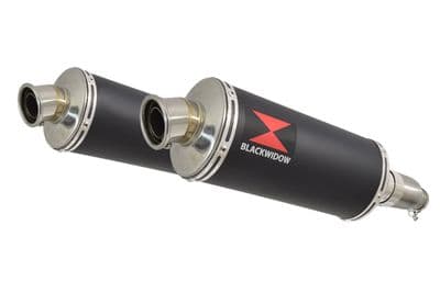 CBR1100XX Blackbird 4-2 Exhaust Link Pipes + 300mm Oval Black Stainless Silencers