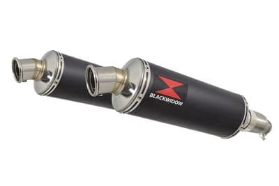 CBR1100XX Blackbird 4-2 Exhaust Link Pipes + 300mm Round Black Stainless Silencers