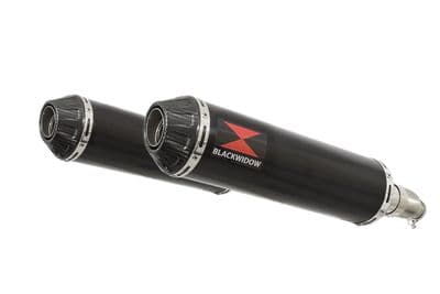 CBR1100XX Blackbird 4-2 Exhaust Link Pipes + 370mm Round Black Stainless Carbon Tip Silencers