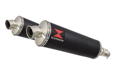 CBR1100XX Blackbird 4-2 Exhaust Link Pipes + 400mm Oval Black Stainless Silencers