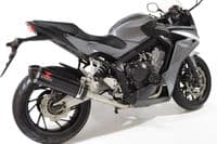 CBR650F 2014-2020 High Level De-Cat Exhaust System 400mm Oval Black Stainless Carbon Tip Silencer
