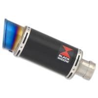 Daytona 660 2024 - 2026 Exhaust System 200 mm Round Blue Tip Black Stainless Silencer