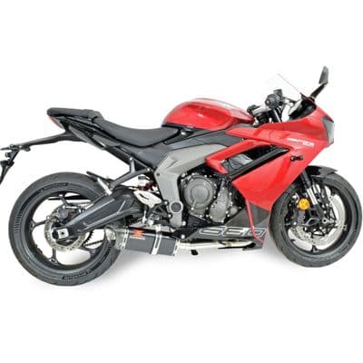 Daytona 660 2024 - 2026 Exhaust System 300 mm Tri Oval Black Stainless Carbon Tip Silencer
