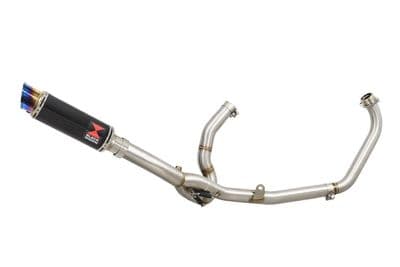 DL650 V-Strom 2017 - 2024 Exhaust System 230mm GP Round Blue Tip Black Stainless Silencer