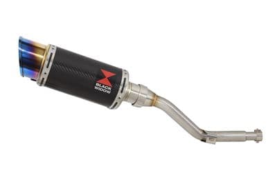 DR 125 SM Performance Exhaust Silencer 200mm Round Blue Tip Carbon