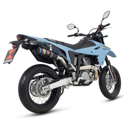 DR - Z4 S / SM 2025 - 2026 Exhaust Silencer Kit 230 mm Round GP Black Stainless Steel Blue Tip