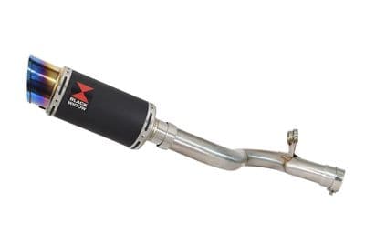 F900R 2020-2025 De-Cat Performance Exhaust Silencer Kit 200mm Round Blue Tip Black Stainless
