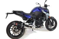 F900R 2020-2025 De-Cat Performance Exhaust System 370mm Round Black Stainless Carbon Tip Silencer