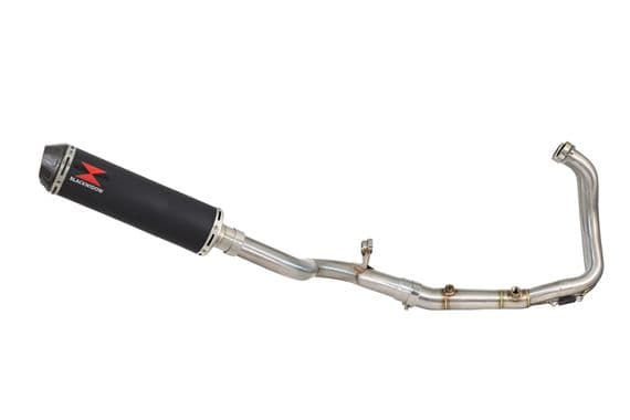 F900R 2020-2025 De-Cat Performance Exhaust System 370mm Round Black Stainless Carbon Tip Silencer