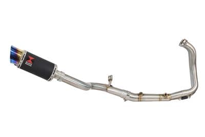 F900XR 2020-2025 De-Cat Performance Exhaust System 200mm Round Black Stainless + Blue Tip Silencer
