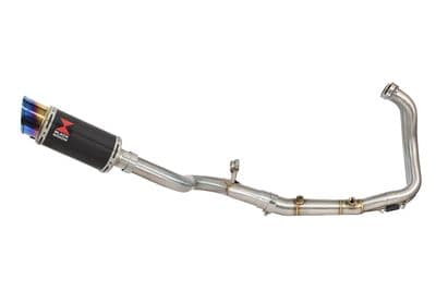 F900XR 2020-2025 De-Cat Performance Exhaust System 200mm Round Carbon + Blue Tip Silencer