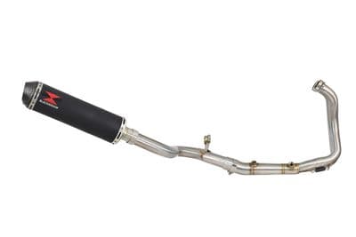F900XR 2020-2025 De-Cat Performance Exhaust System 370mm Round Black Steel + Carbon Tip Silencer