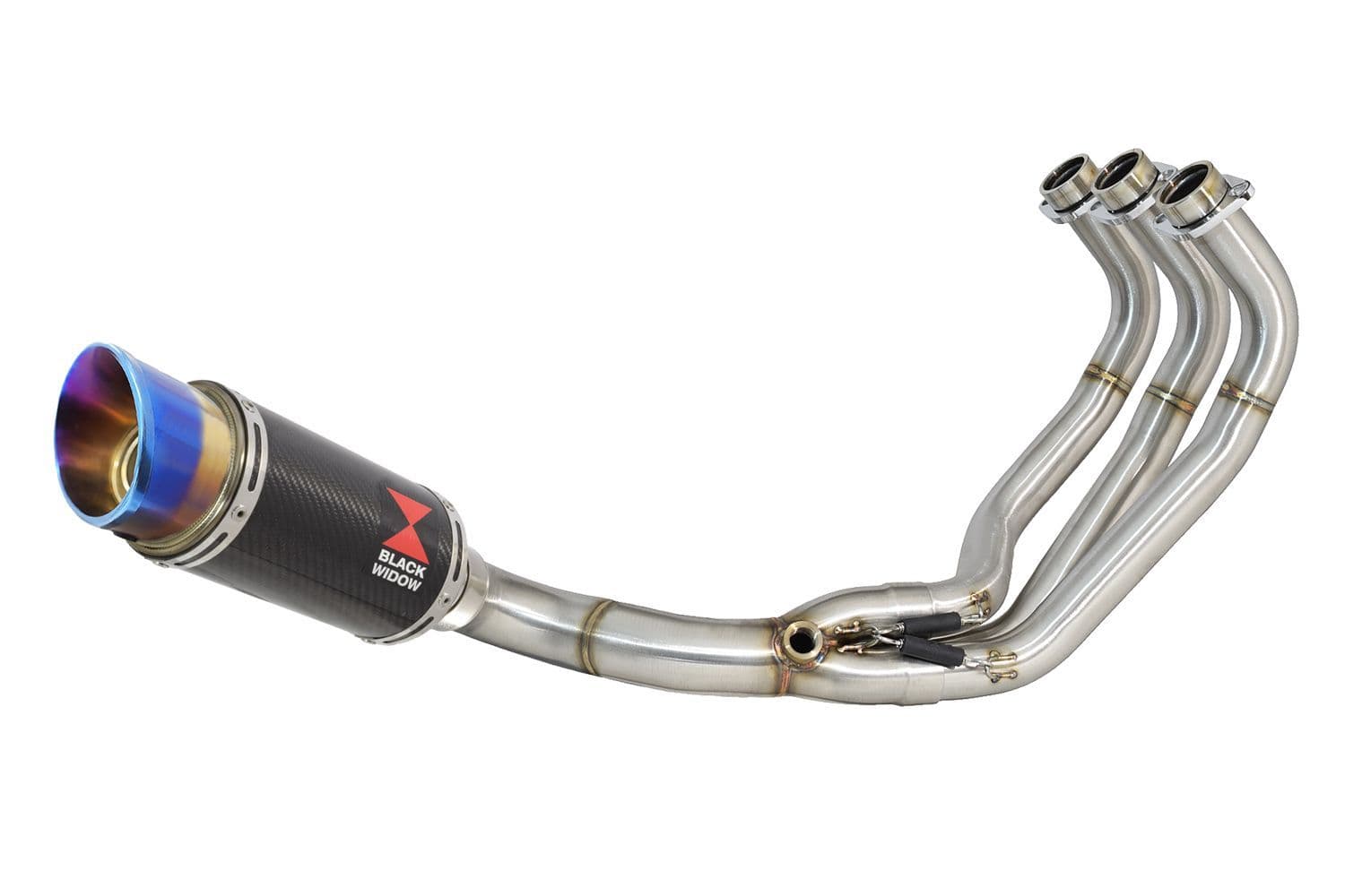 R FJ09 FZ09 De-Cat Exhaust System 200mm Round Blue Tip Carbon